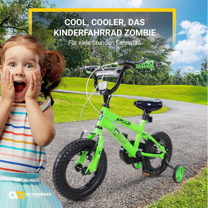Дитяче велосипед Actionbikes Zombie 12/16/20 дюймів - V-Brake гальма, захистники, для дітей 2-9 років, для дівчаток та хлопчиків