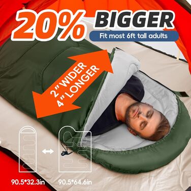 Сплячі мішки MEREZA XL для чоловіків та жінок. Великі, широкі, для кемпінгу. Теплі, з компресійним мішком, для холодної та теплої погоди.