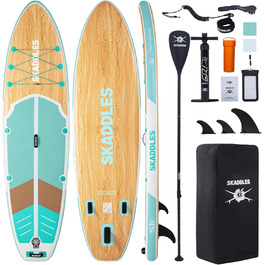 Надувний SUP (Stand-Up Paddle Board) для дорослих та підлітків з антиковзким покриттям – повний комплект. Ідеально для риболовлі, йоги, фітнесу та сімейного відпочинку. Дизайн під дерево, м'ятний колір.