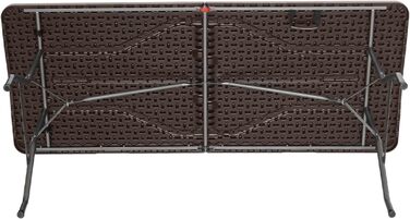 Розкладний стіл THINIA HOME прямокутний 180x74x74 см з ефектом дерева та ротанга
