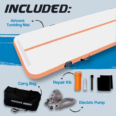 Надувна гімнастична матка AirTrack Nordic Standard з насосом, 3/4/5/6/7/8 метрів, для гімнастики, йоги, дому. Міцна та легка у транспортуванні