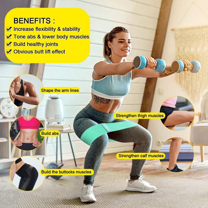 Еластичні тренувальні гумки для фітнесу та йоги (набір, 5 кольорів)