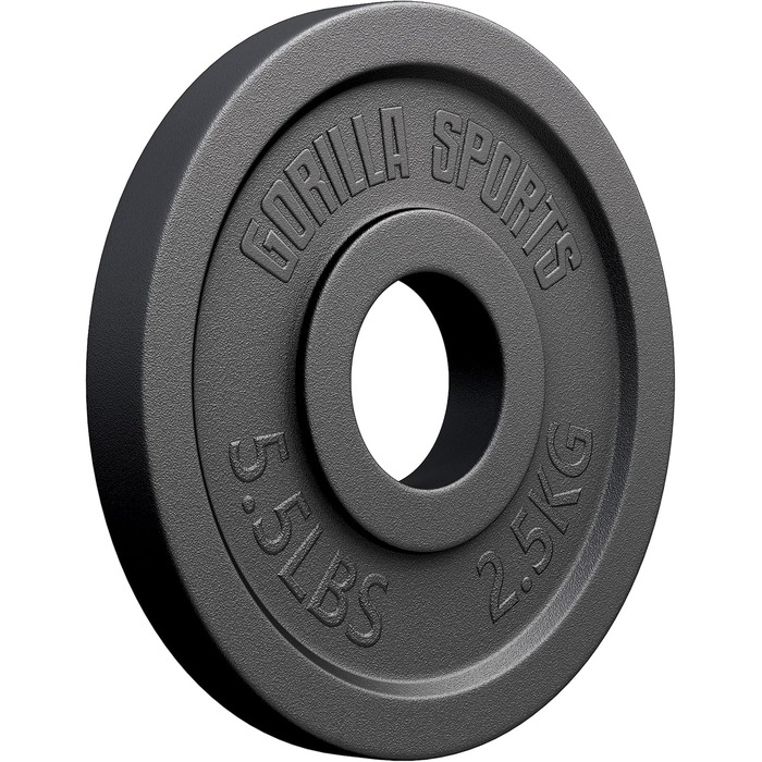 Олімпійські диски для штанги GORILLA SPORTS, чавунні, 1,25–30 кг, 50 мм, окремо чи комплект, для тренувань