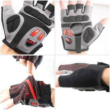 Велосипедні рукавички ROTTO MTB для чоловіків та жінок з гелевою та SBR-подушкою, B-Чорний-Червоний, XL