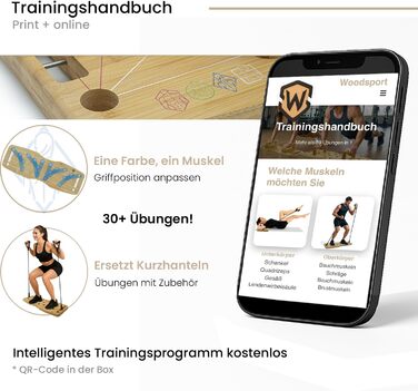 Бамбукова дошка для віджимань Amplitude Lite Premium Push Up Board (65 см) - складана, стабільна, з гумками та інструкцією 30 в 1