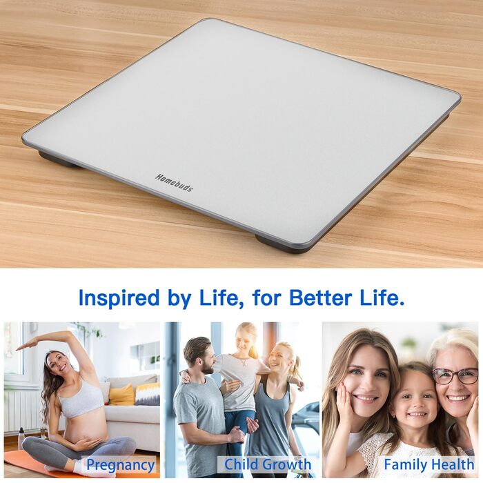 Електронні ваги для тіла Homebuds Digitale Personenwaage, висока точність, LED-дисплей, 182 кг, блакитний колір