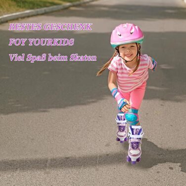 Роликові ковзани для дівчаток 4-12 років - регульовані ролики для дітей, для дому та вулиці, розмір L (36-39 EU/240-270 mm), фіолетовий