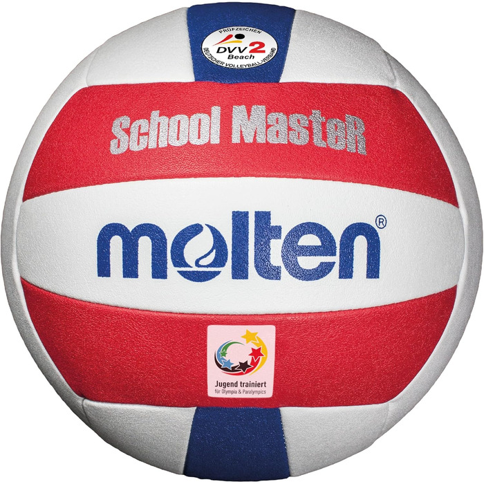 Волейбольний м'яч Molten School Master V5B-SM, розмір 5, білий/червоний/синій, для пляжу