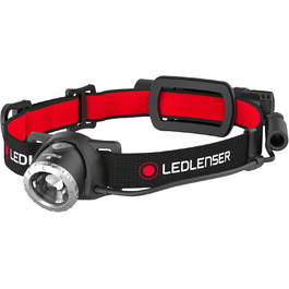 Ліхтар налобний LED Ledlenser H8R, акумуляторний, 600 люмен, фокусований, до 120 годин роботи, червоне заднє світло, поворотний, USB-кабель, налобний ліхтар