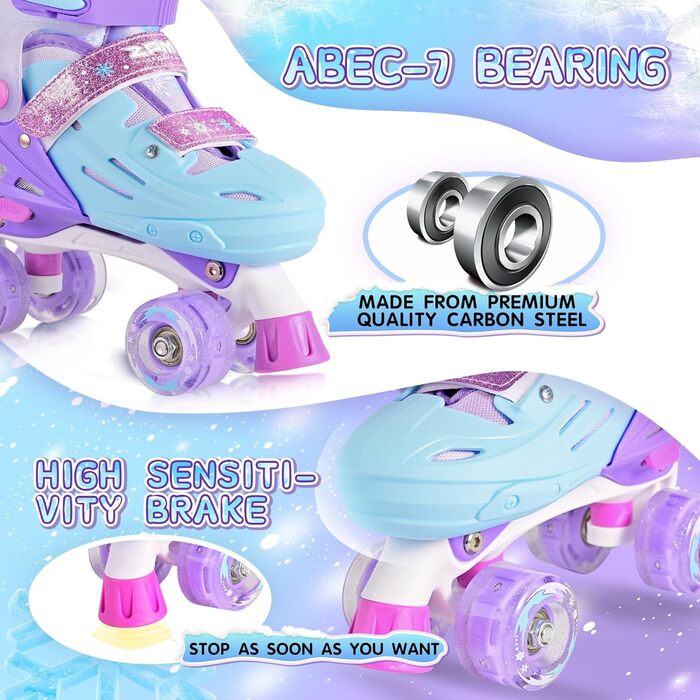 Ролики для дітей 2PM SPORTS: регульовані, рожево-блакитні, для дівчаток-початківців, для катання в приміщенні та на вулиці (M, 32-36 EU)