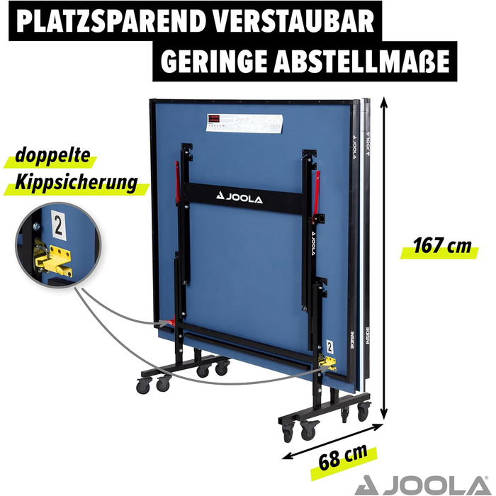 Стіл для настільного тенісу JOOLA Inside, складаний, для приміщень, 274x152,5x76 см, з сіткою, швидке складання