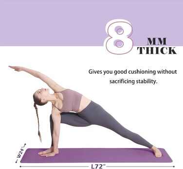 Йога мат UMINEUX, TPE, 72'x24'x1/3', антиковзка, з чохлом, для жінок, екологічна, чорний та сірий