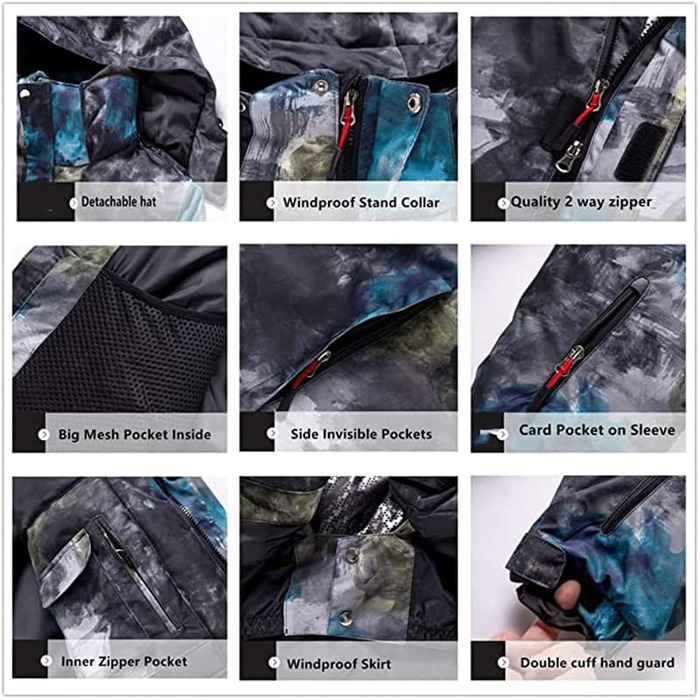 Чоловічий комплект для катання на лижах: куртка та штани, водонепроникний сніговий костюм, вітрозахисний, для сноубордингу та лижного спорту, зимовий, колір: кобальтово-синій, розмір S