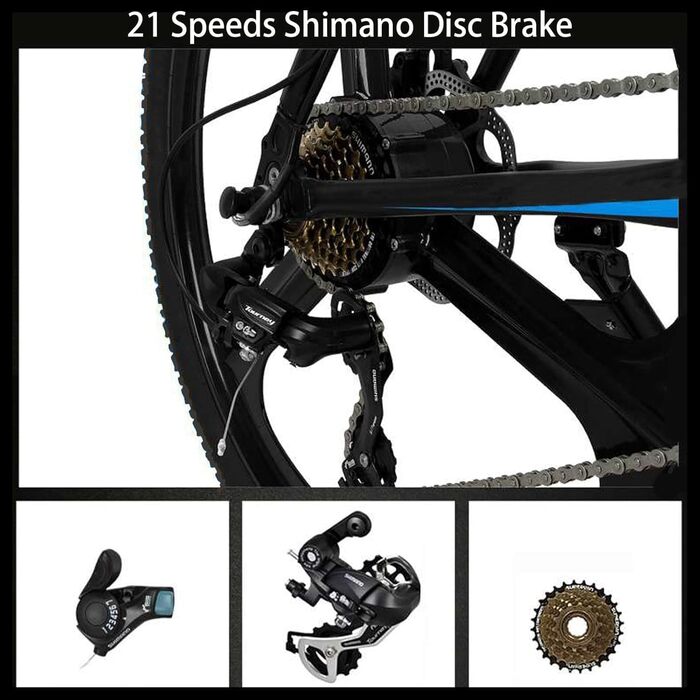 Гірський велосипед MTB 24 дюйми, 21 швидкість Shimano, Hardtail з амортизатором, дискові гальма, чорно-червоний