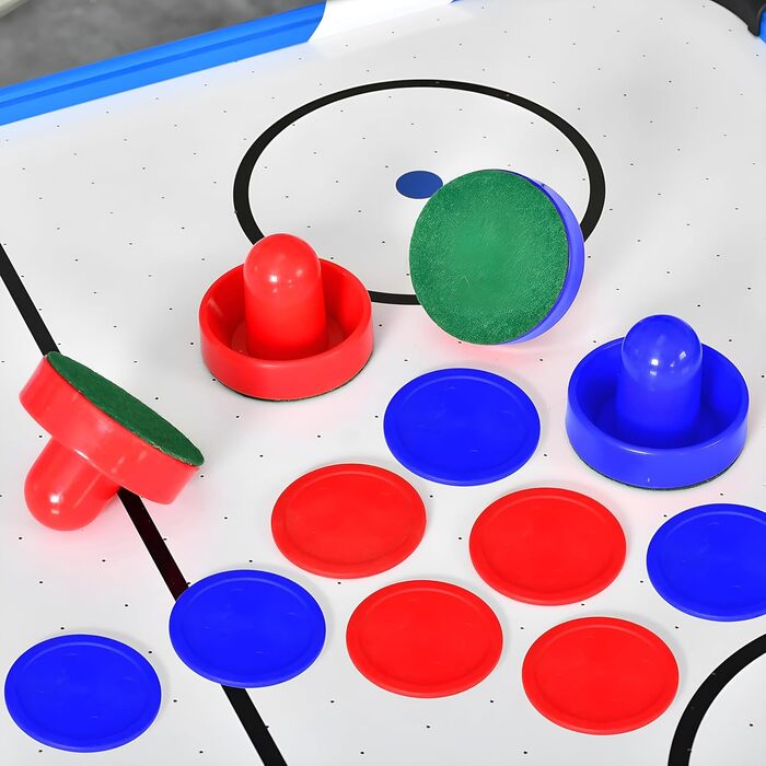 СеренеЛайф Ейрхокей - ігровий стіл для ехокею, повного розміру, з шайбами та шайбельними штангами. Ідеальний для дітей та дорослих. Синій та чорний колір.