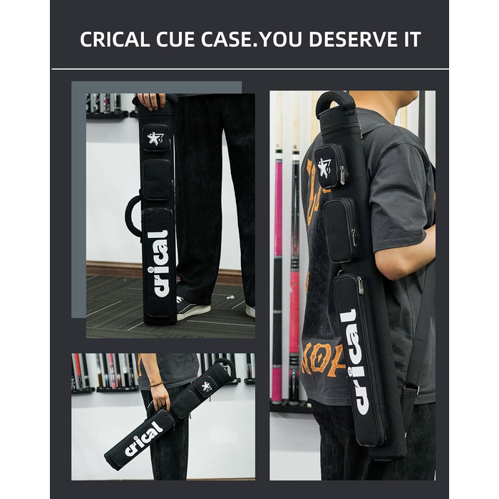 Кейс для більярду CRICAL, 2 x 2 жорсткі чохли для снукеру, з штучної шкіри/оксфордського канвасу (чорний)