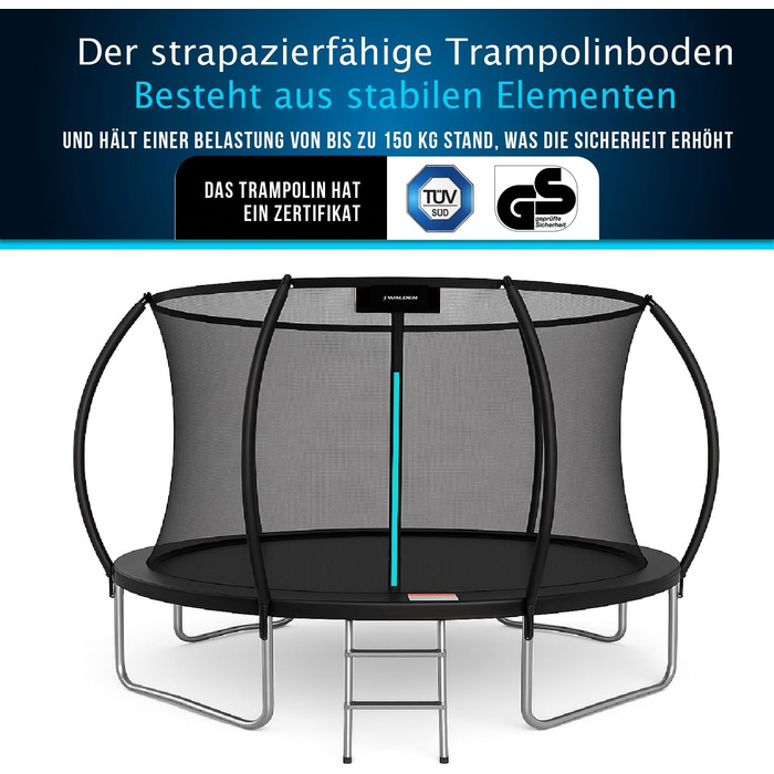 Батут для саду Outdoor, діаметр 244 см (8 FT), сертифікований з захисним оградою та м'якими ніжками для дітей. Ідеально для занять фітнесом в приміщенні та на вулиці. Максимальне навантаження до 100 кг, 4 ніжки.