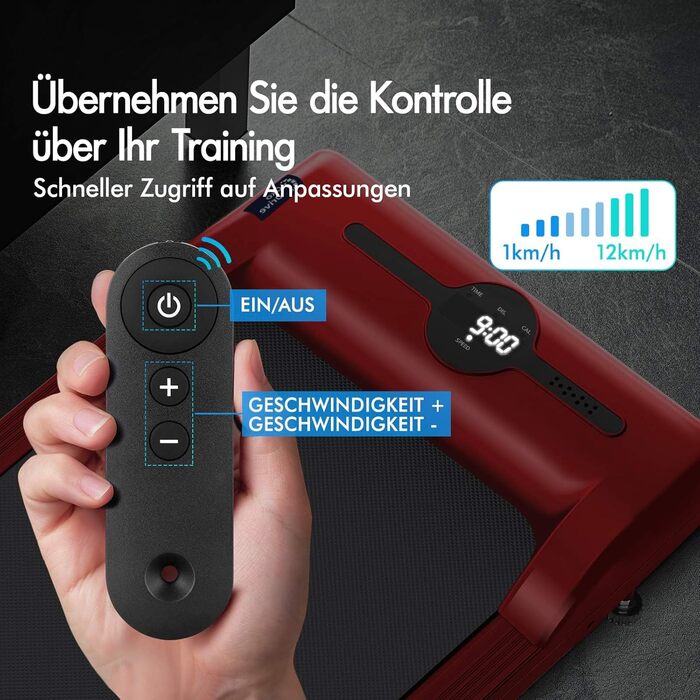 Інтелектуальний килимок для ходьби BLACK LORD SL9H - 2-в-1 для дому та офісу, з пульт та моніторингом даних, червоний (з ручками)