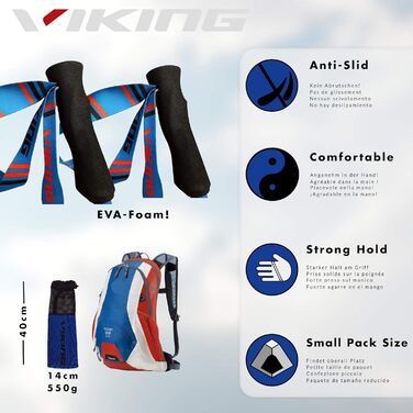 VIKING Kettera Pro складані трекінгові палиці для хайкінгу та скандинавської ходьби для жінок, легкі алюмінієві, компактні