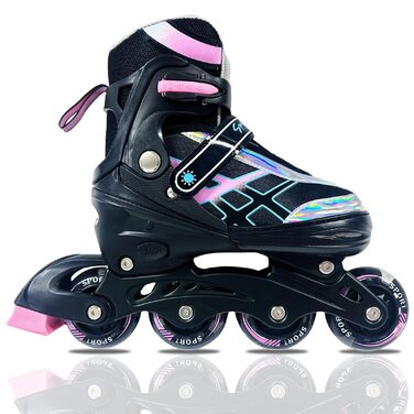 Роликові ковзани для дітей, регульовані, чорно-рожеві, 36-39 EU/240-270 mm