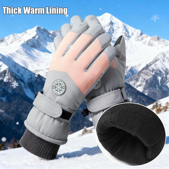 Чоловічі зимові рукавички KXF з шкіри, утеплені флісом, вітронепроникні, теплих кольорів (світло-сірий, рожевий)