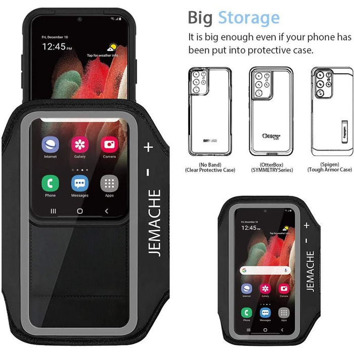 Спортивний браслет для Samsung Galaxy S25/S24/S23/S22/S21 Ultra (5G) JEMACHE, чорний