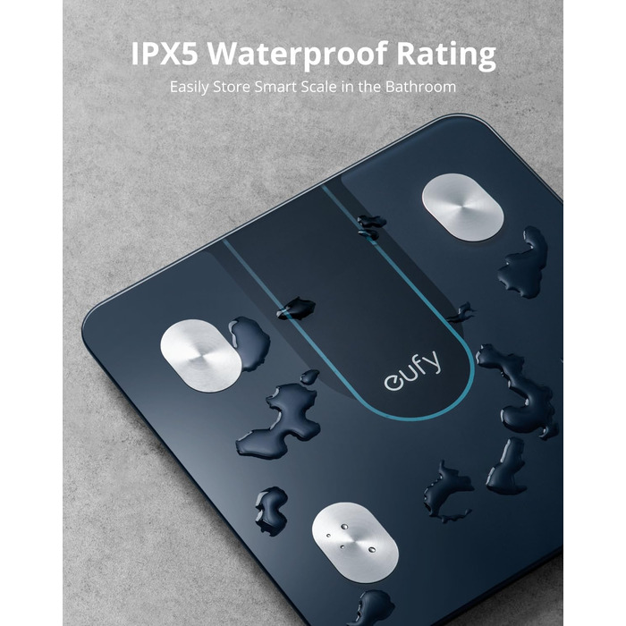 Ваги підлогові Eufy Smart Scale P2: Bluetooth, Wi-Fi, 15 показників (вага, жир, BMI, м'язи, кістки), 3D-модель тіла, чорні