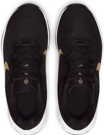 Кросівки Nike Revolution 6 NN (GS) для гімнастики, чорні з металік золотом та білим, великий розмір