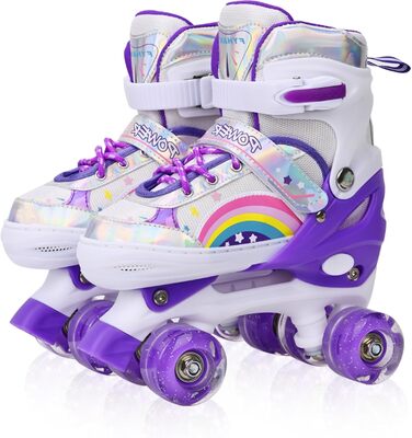 Ролики для дітей LOKJIJI Rainbow, регульовані, фіолетово-рожеві, для початківців