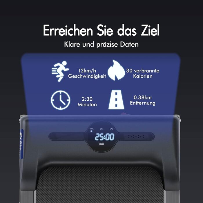 BLACK LORD Intelligentes Gehpad 2-в-1: бігове полотно під стіл для дому та офісу, портативний тренажер для ходьби та бігу з додатком та пультом, запис даних про фітнес SL9H - Чорний (з ручками)