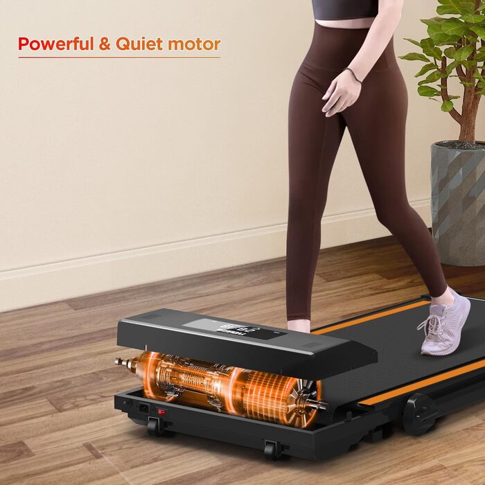 Біговий доріжка для дому Walking Pad, стіл для бігу, 1-10 км/год, LCD-дисплей, пульт керування, помаранчевий