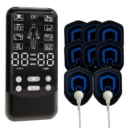 EMS TENS пристрій для терапії болю, 3-в-1 масажер, апарат електростимуляції для зняття болю. 24 програми масажу, 2 канали, 8 електродів