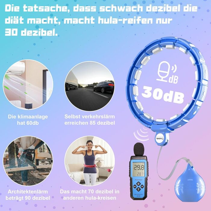 Розумний обважнений хулахуп Cozylady для дорослих і початківців, фітнес-обруч Infinity з м'ячем, безшумний, для схуднення, 124 см, синій