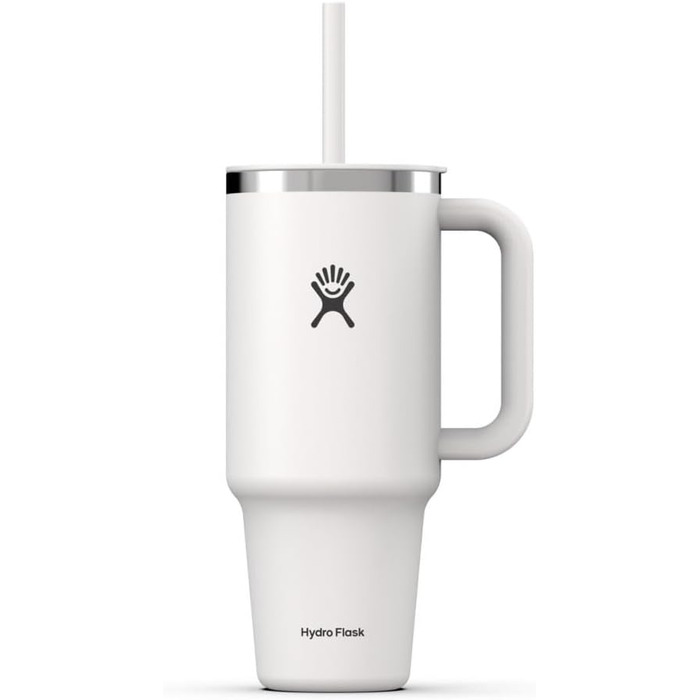 Термочашка Hydro Flask 1180 мл з кришкою та соломинкою, нержавіюча сталь, вакуумна ізоляція, біла