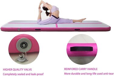 Надувний гімнастичний мат Air Turn Track Matte для tumbling, йоги та фітнесу, протиковзкий та водонепроникний (Рожевий, 3 м)