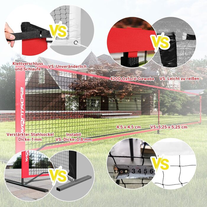 Набір для піклболу SPORTNOW: портативне поле з сіткою, збирач м'ячів, 4 м'ячі, маркер для поля та сумка для перенесення. Підходить для вулиці.