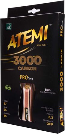Пінг-понгова ракетка Atemi Pro Carbon 3000: контроль та продуктивність | ITTF-сертифікована | з натурального дерева | анатомічна