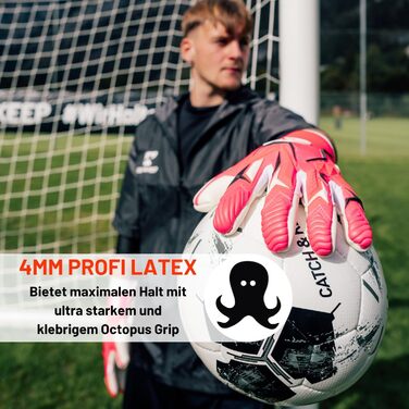 Воротарські рукавички CATCH&KEEP Profi для дорослих - максимальне зчеплення - преміум модель - футбольні воротарські рукавички з технологією Octopus Grip ViVor Crazy Orange 12