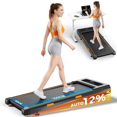 Walking Pad з нахилом 12%, автоматичним демпфером, столом для бігу зі Smart App, двигуном 2.5PS, для дому та офісу, з пультом дистанційного керування та LED дисплеєм, 180 кг, з авто-нахилом та підтримкою темної теми в App