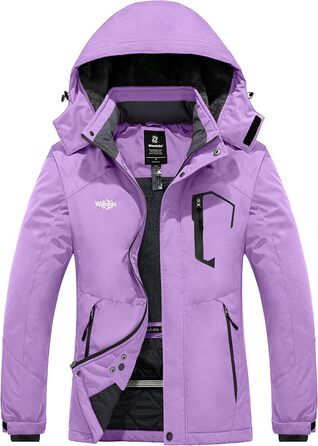 Wantdo Куртка для хайкінгу Daen Berg, водонепроникна вітрозахисна куртка-вітрівка з капюшоном, утеплена, для туризму та активного відпочинку (S, світло-фіолетовий)