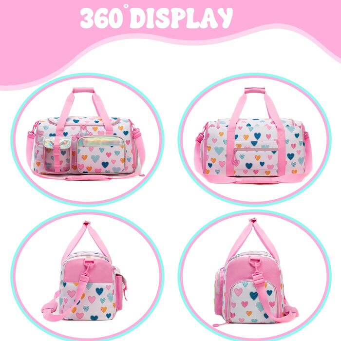 Дитяча спортивна сумка HTGROCE з відділенням для взуття, біла з серцем