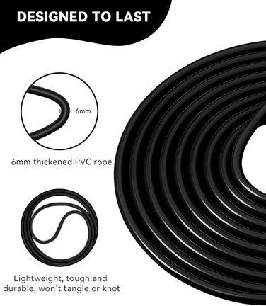 Стрибкове канат iMoebel 6 мм, 3 м, PVC, регульований, з ABS-ручкою, для дітей та дорослих, чорний