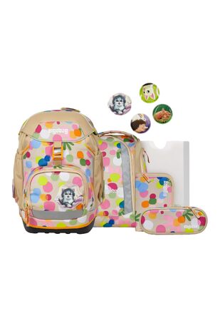 Ергономічний шкільний рюкзак ergobag Schulranzen-Set Flower Powbär (Бежевий) — комплект із 6 предметів для 1 класу початкової школи, унісекс