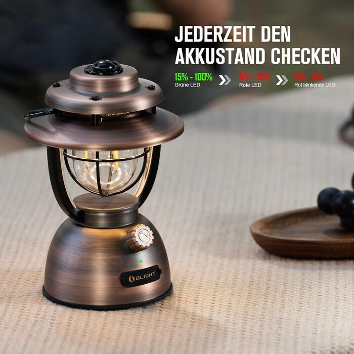 Ліхтар кемпінговий Olight Olantern Classic 2 Pro: 300 LM, USB, регулювання яскравості, Power Bank, для кемпінгу, саду, відпочинку, вінтажний дизайн, мідний колір
