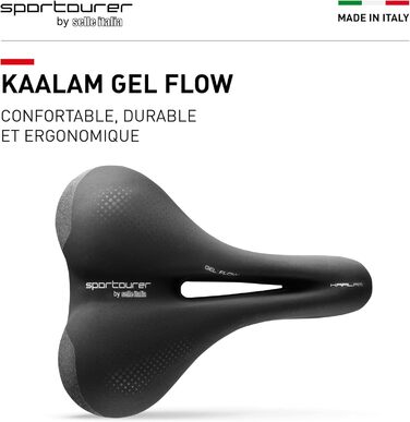 Велосипедне сідло Sportourer KAALAM Gel Flow з гелем, м'яке, водонепроникне, з відбивачем, чорне