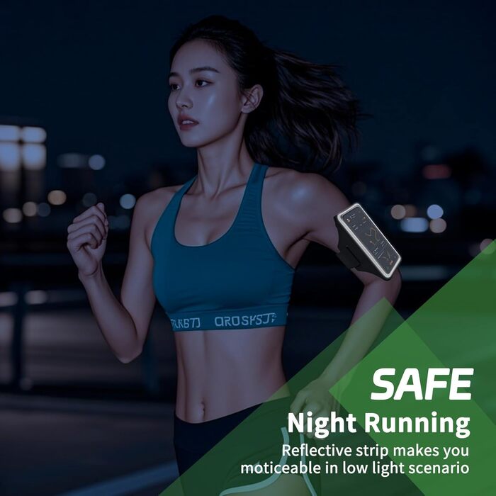 Спортивний браслет на руку для бігу з відділенням для телефону та ключей, чорний. Сумісний з iPhone 17/16/15/14/13/12/11 Pro Max/Plus. Оновлена модель, до 6.9 дюймів.