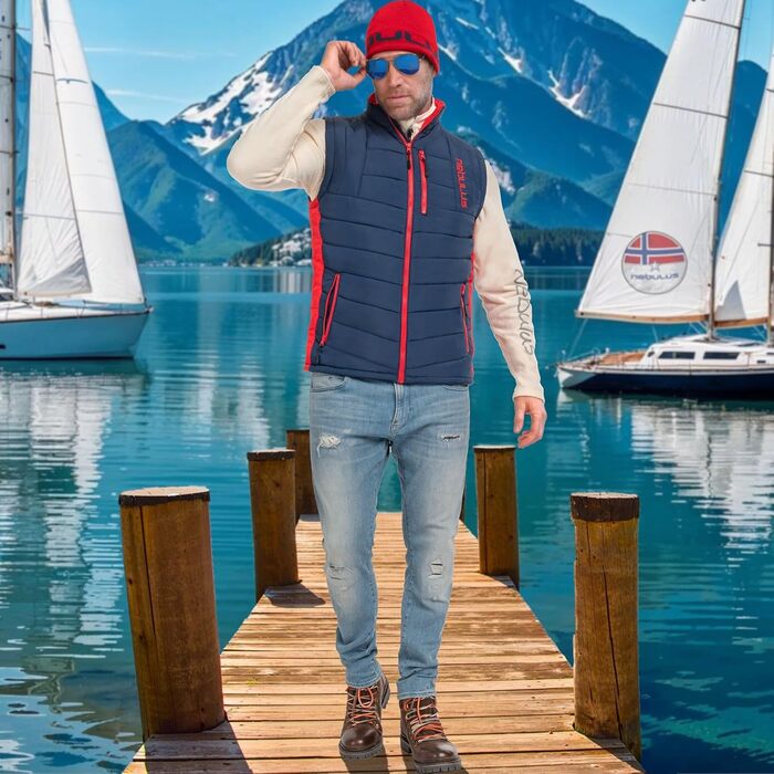 Чоловіча жилетка Nebuus REVIVA, тепла жилетка з блискавкою, чорно-маєвий (L, темно-синій-червоний)