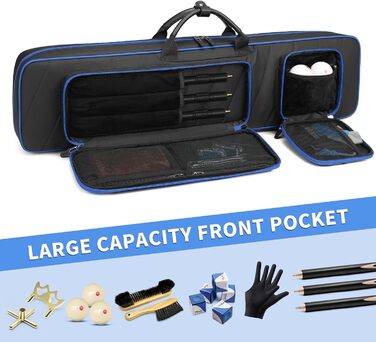 Чохол для кия BOSSTIN, 3x4 / 5x5, для більярдних київ, м'який, з підкладкою, синій