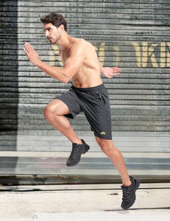 Шорти спортивні чоловічі MAGCOMSEN, шорти для тренувань, туризму та фітнесу, швидковисихаючі, з кишенями на блискавці (темно-сірий, 36)
