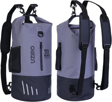 Водонепроникний рюкзак UZIRO 20L, Dry Bag, сірий